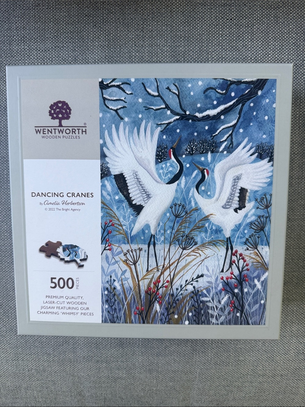 Wentworth Dancing Cranes 500-Piece Wooden Puzzle - Blue & White